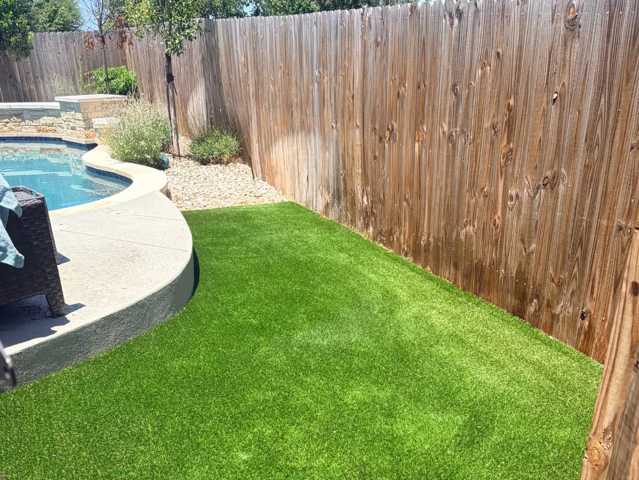 After — Artificial turf before and after cleaning and brushing